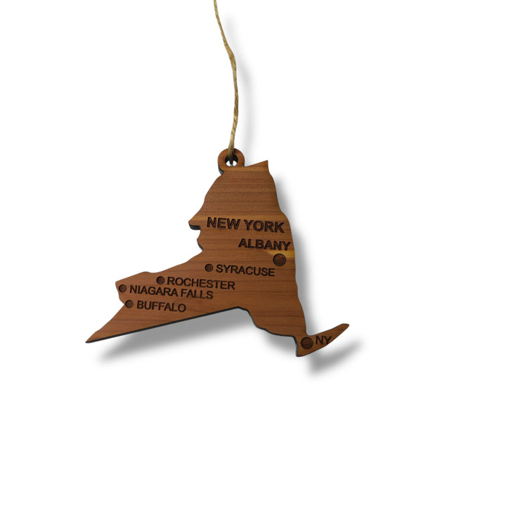 Ornament - CUSTOM - New York State with Cities