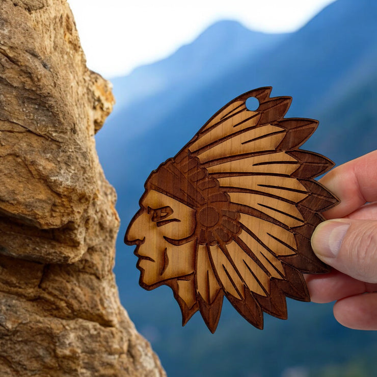 Indian Chief - Cedar Ornament