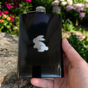8oz BLACK Follow the White Rabbit Flask