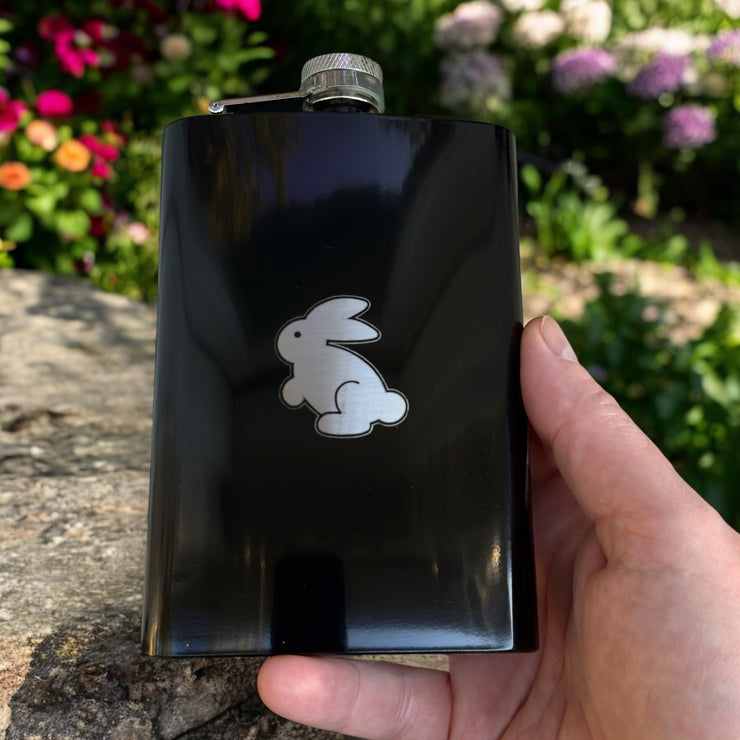 8oz BLACK Follow the White Rabbit Flask