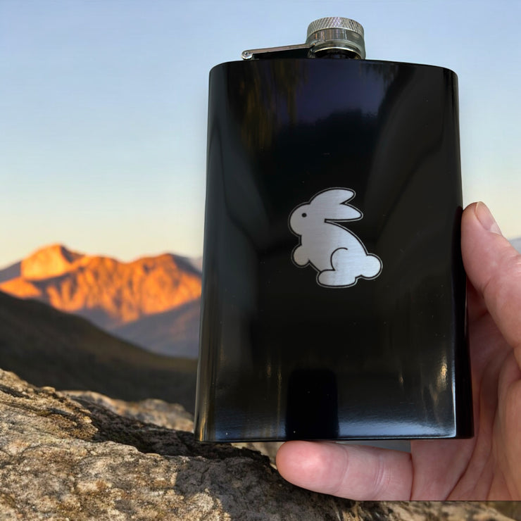 8oz BLACK Follow the White Rabbit Flask
