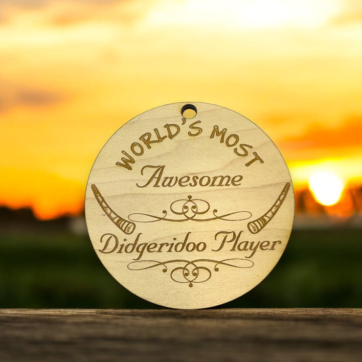 Worlds most Awesome Didgeridoo Player - Ornament - Raw Wood