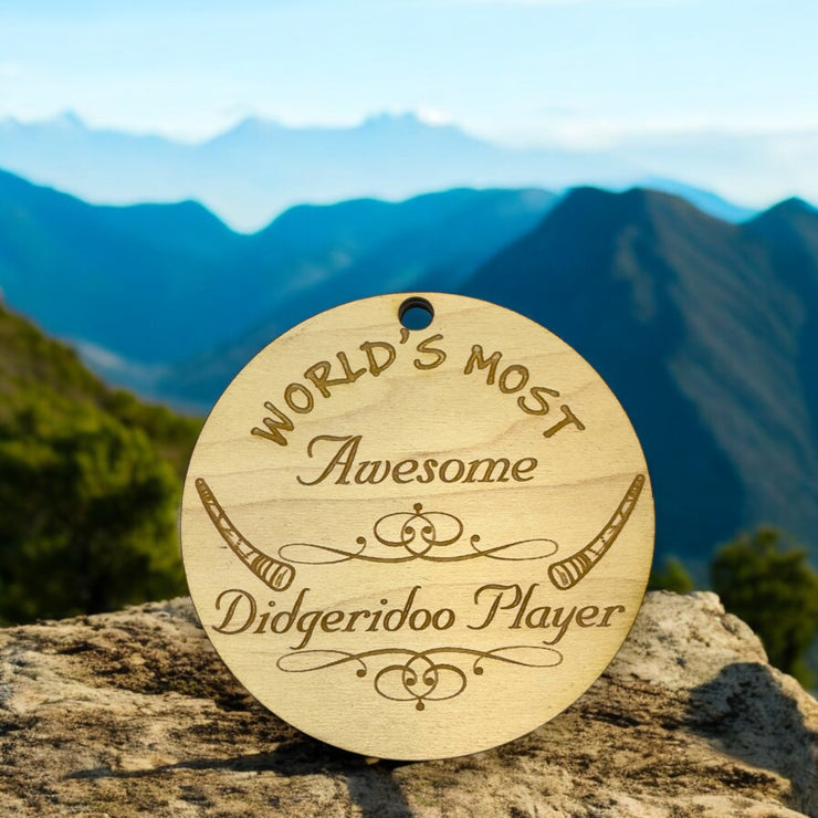 Worlds most Awesome Didgeridoo Player - Ornament - Raw Wood