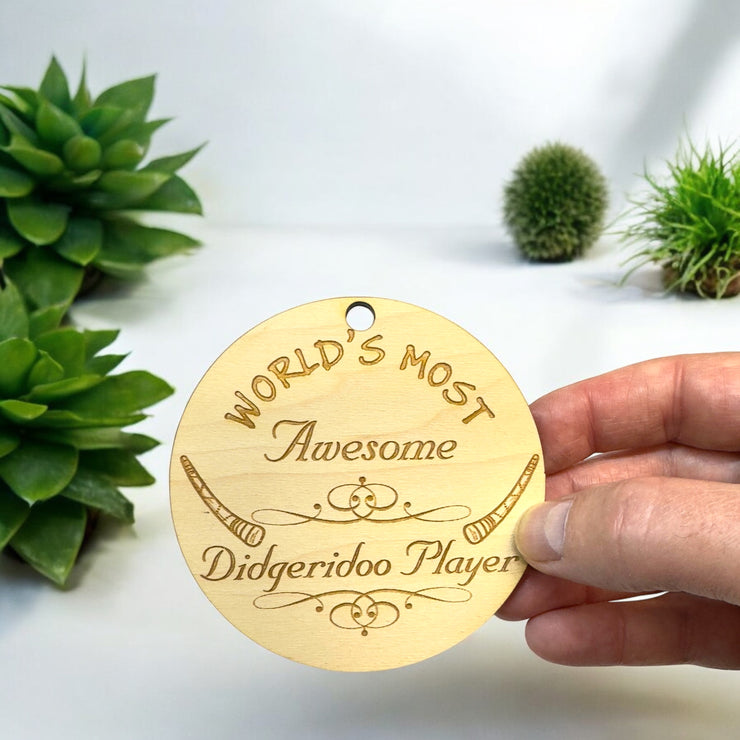 Worlds most Awesome Didgeridoo Player - Ornament - Raw Wood
