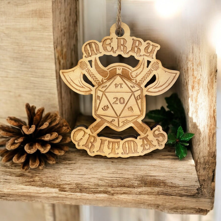 Ornament - Merry Critmas - Raw Wood 4x4in