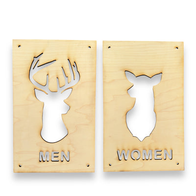 Men and Women Deer Restroom Signs 6x10 (Both Signs)