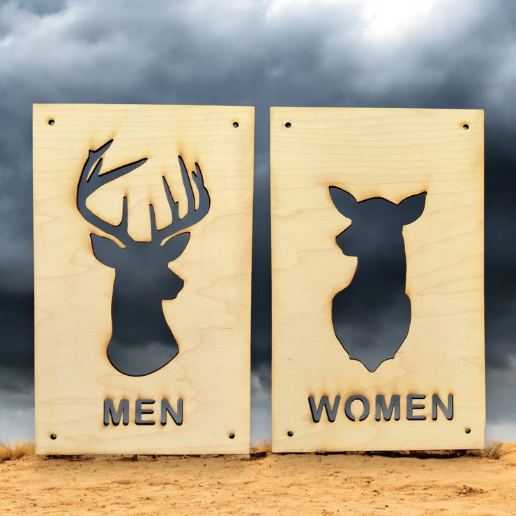 Men and Women Deer Restroom Signs 6x10 (Both Signs)