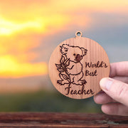 Koala Worlds Best Teacher - Cedar Ornament