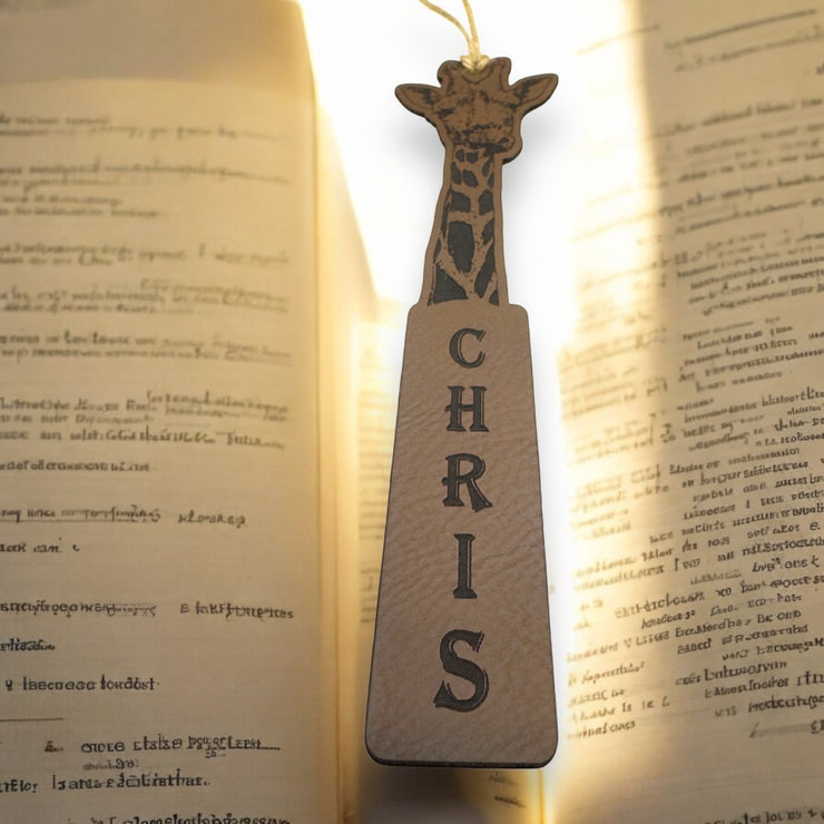 Bookmark - Personalized LEATHER Giraffe