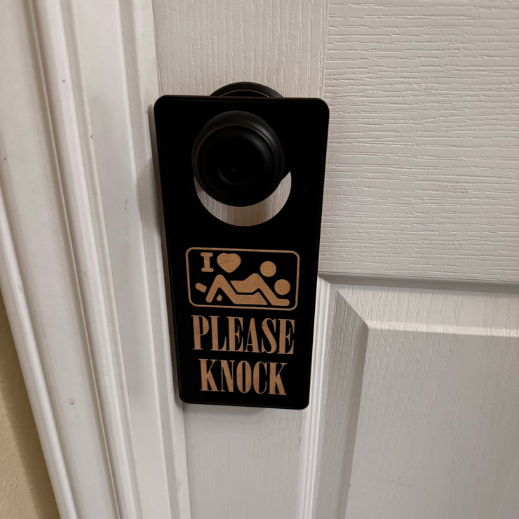 Door Hanger - Black - I love Sex Please Knock