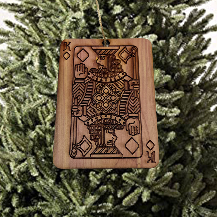 King of Diamonds Card - Cedar Ornament
