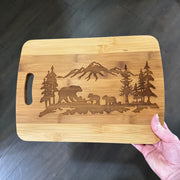 Mama Bear with Babies Bamboo Cutting Board 14''x9.5''x.5'' Bamboo