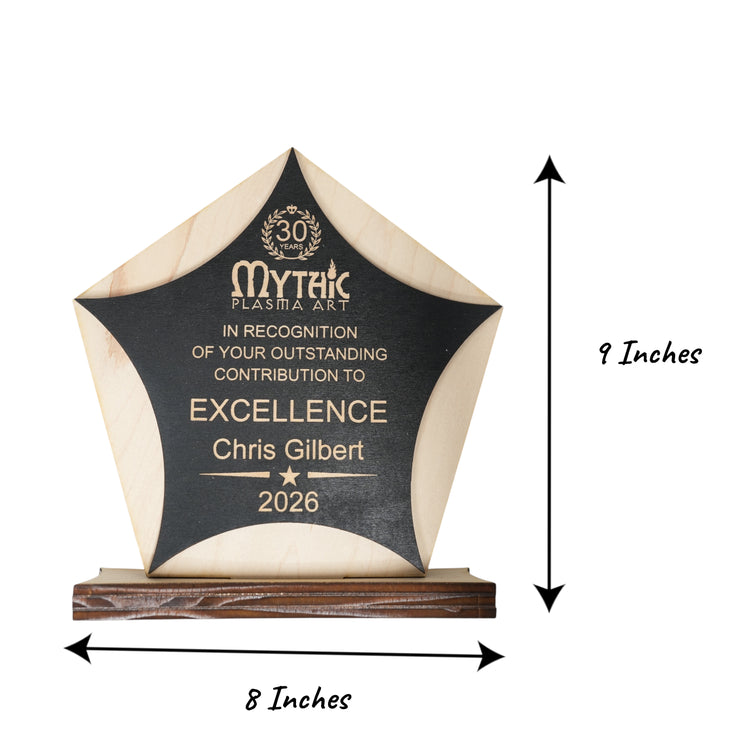 Award - PERSONALIZED - Trophy Award 1 - Black on Raw Wood