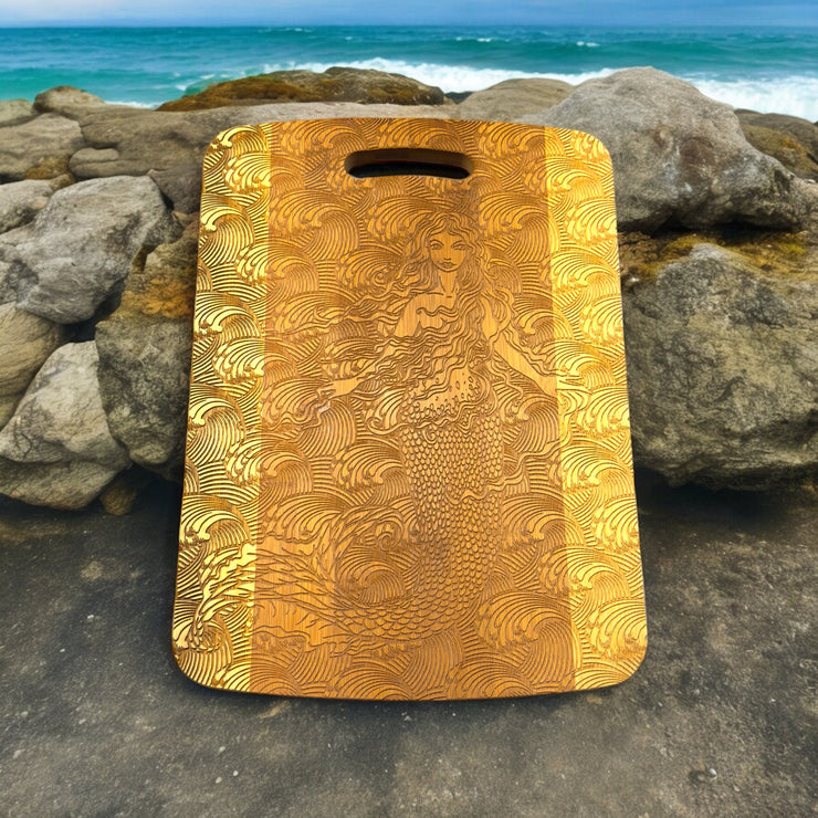 Mermaid Cutting Board 14''x9.5''x.5'' Bamboo