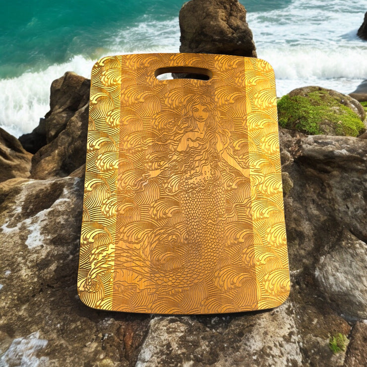 Mermaid Cutting Board 14''x9.5''x.5'' Bamboo