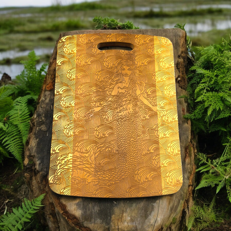 Mermaid Cutting Board 14''x9.5''x.5'' Bamboo