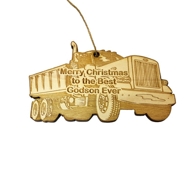 Merry Christmas to the best Godson Ever Dump Truck - Ornament