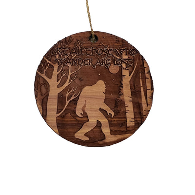 Not all Who Wander are Lost WINTER SASQUATCH - Cedar Ornament