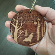 Not all Those Who Wander are Lost WINTER WOLF - Cedar Ornament