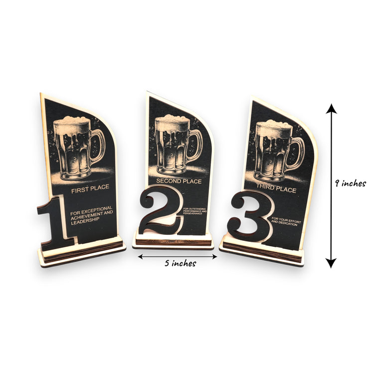 Trophy Award - CUSTOM - Beer - 1st 2nd 3rd Place - 9x5 Inches