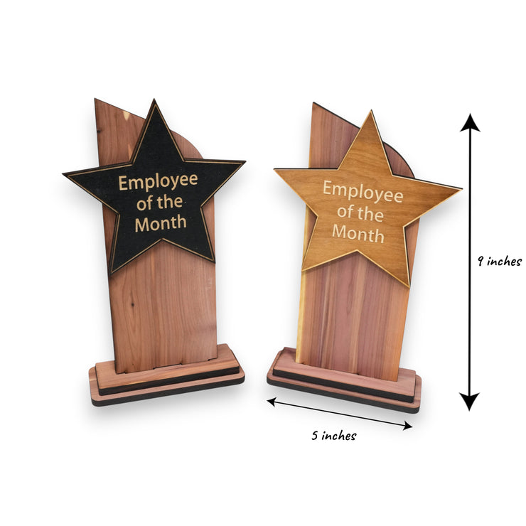 Trophy Award CEDAR  - CUSTOM - Employee of the Month - 9x5 Inches