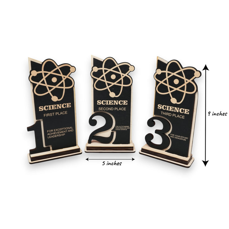 Trophy Award - CUSTOM - Science - 1st 2nd 3rd Place - 9x5 Inches