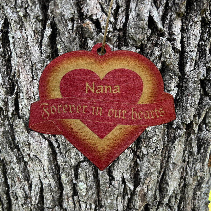 Ornament - PERSONALIZED RED Forever in our Hearts - 3x3in