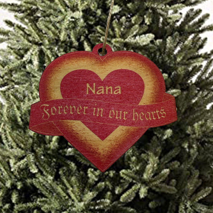 Ornament - PERSONALIZED RED Forever in our Hearts - 3x3in