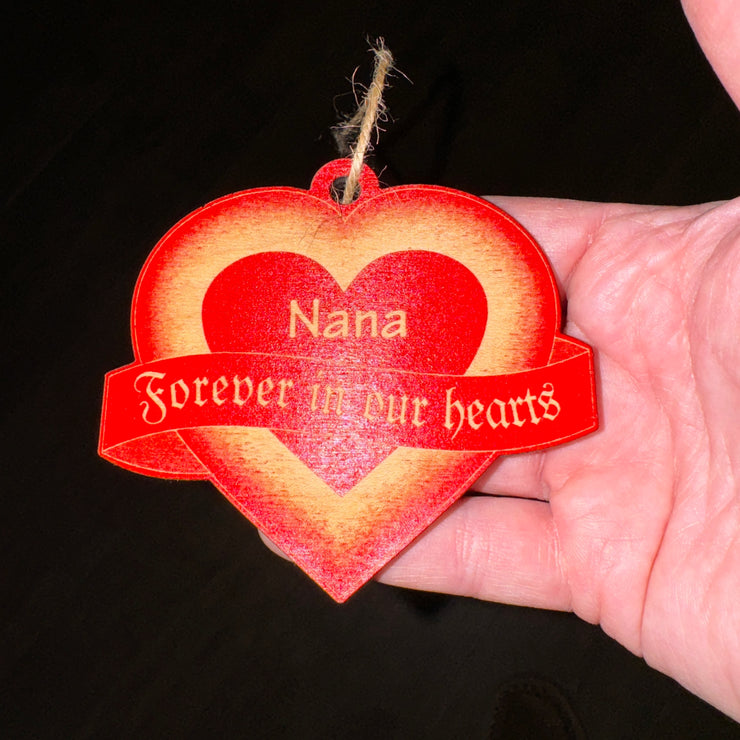 Ornament - PERSONALIZED RED Forever in our Hearts - 3x3in