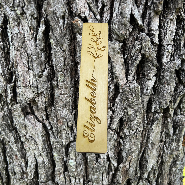 Bookmark - PERSONALIZED Flower - Birch Wood