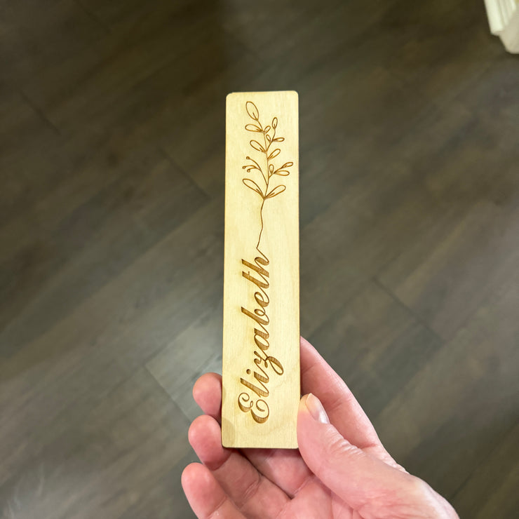 Bookmark - PERSONALIZED Flower - Birch Wood