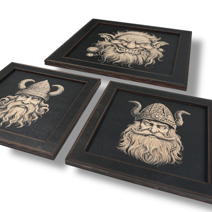 Framed Art - CUSTOM - Gnome SET of 3 Pictures