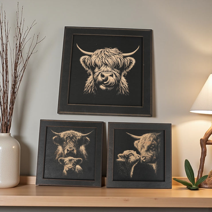 Framed Art - CUSTOM - Highland Cow SET of 3 Pictures
