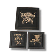 Framed Art - CUSTOM - Highland Cow SET of 3 Pictures