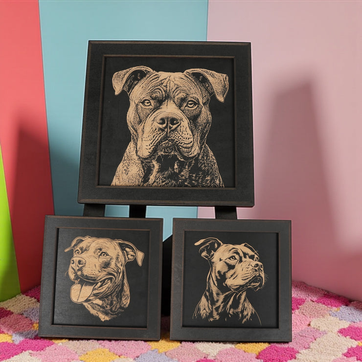 Framed Art - CUSTOM - Pit Bull SET of 3 Pictures