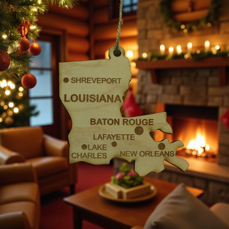 Ornament - CUSTOM - Louisiana State with Cities