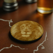 Coasters - Lion Set of 2 Raw Wood