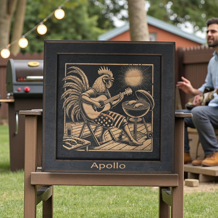 Framed Art - PERSONALIZED - CUSTOM - Rooster BBQ Guitar