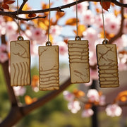 Ornament - Elemental Stones - Set of 4 - Raw Wood 2x4in