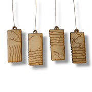 Ornament - Elemental Stones - Set of 4 - Raw Wood 2x4in