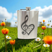 8oz Without Music Life would be Flat Stainless Steel Flask