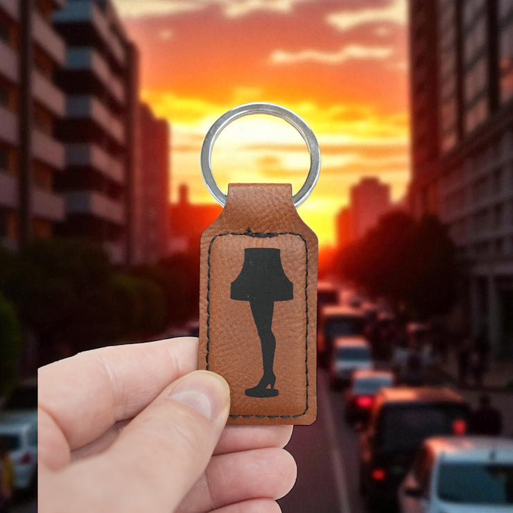 Keychain - Rectangle - Leg Lamp - Leather