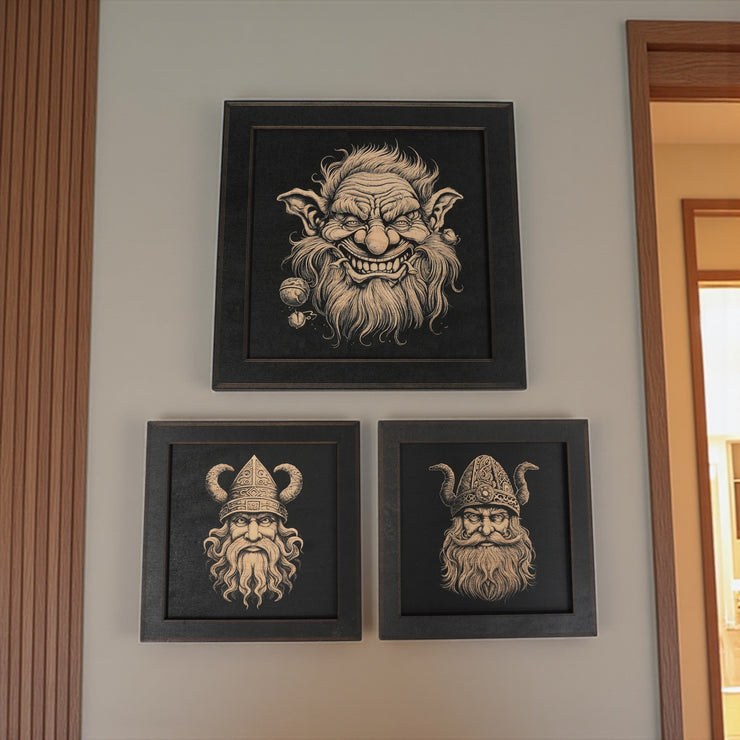 Framed Art - CUSTOM - Gnome SET of 3 Pictures