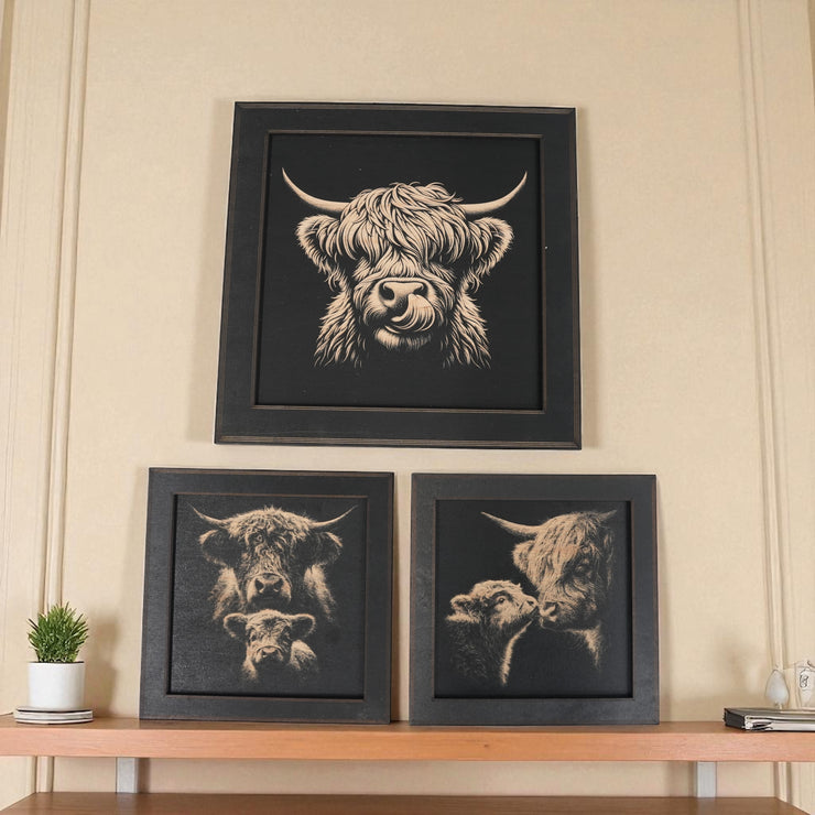 Framed Art - CUSTOM - Highland Cow SET of 3 Pictures