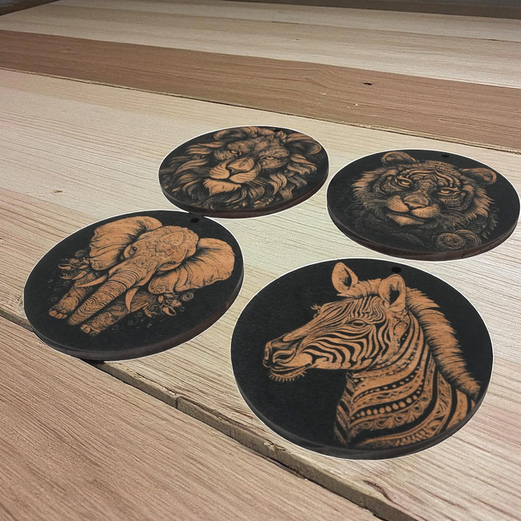 Ornament - Black - Fancy Animals SET of 4