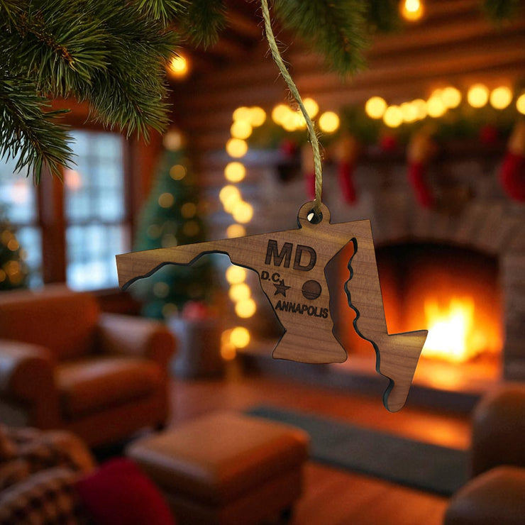 Ornament - CUSTOM - Maryland State State with Cities