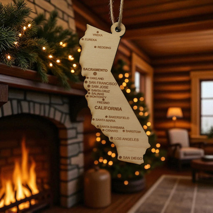 Ornament - CUSTOM - California State with Cities