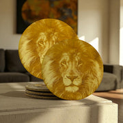 Coasters - Lion Set of 2 Raw Wood