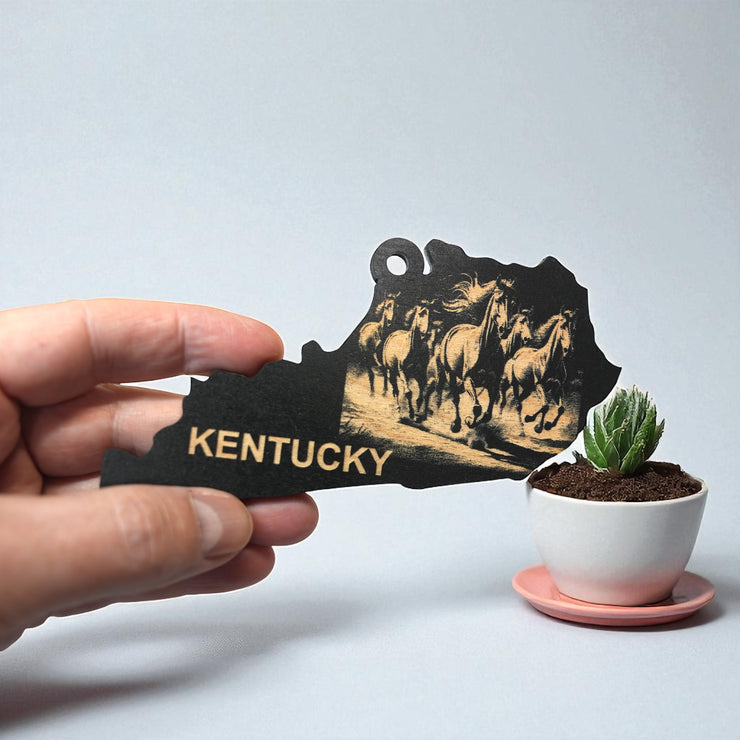 Ornament - Black - Kentucky with Horses