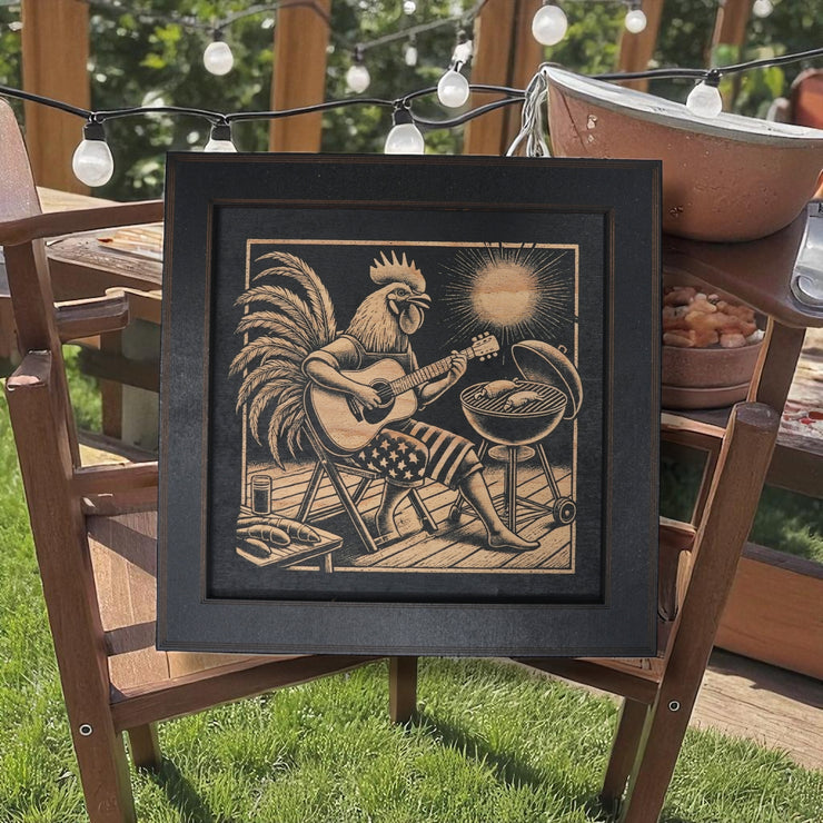 Framed Art - CUSTOM - Rooster BBQ Guitar